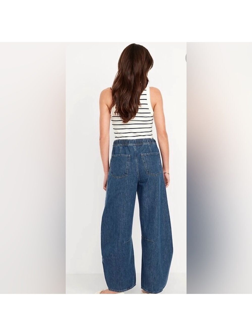 Old Navy High-Waisted Pull-On Barrel Jeans Medium Wash NWT SP Baggy Streetwear - Picture 3 of 10
